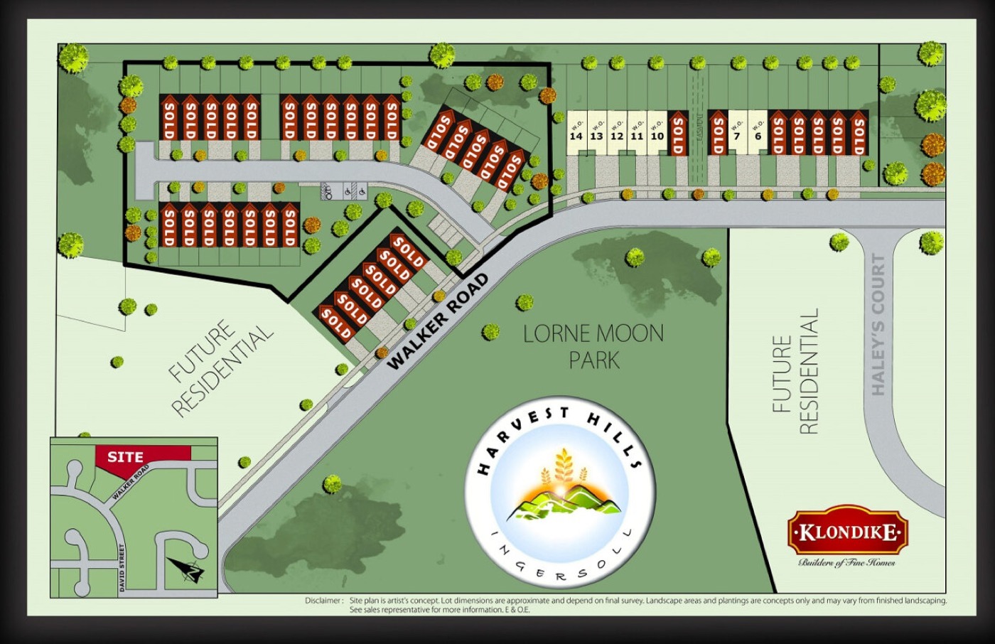 Site plan for Harvest Hills Towns in Ingersoll, Ontario