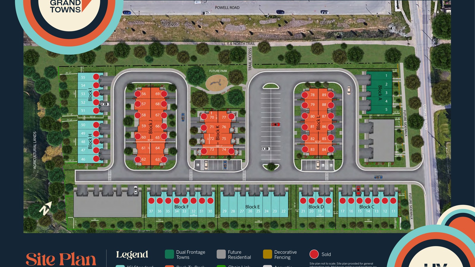 Site plan for Electric Grand Towns in Brantford, ON