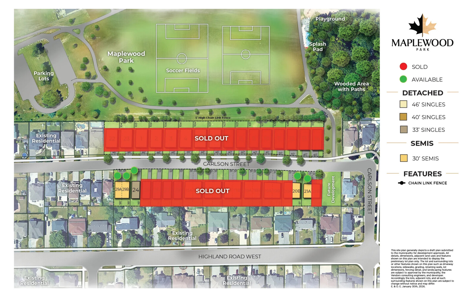 Site plan for Maplewood Park in Stoney Creek, ON