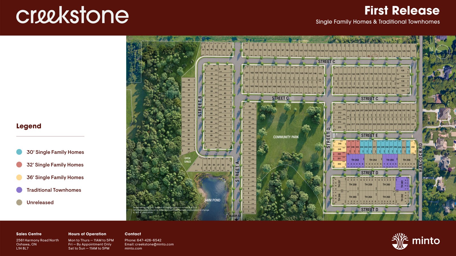 Site plan for Creekstone (Mi) in Courtice, ON