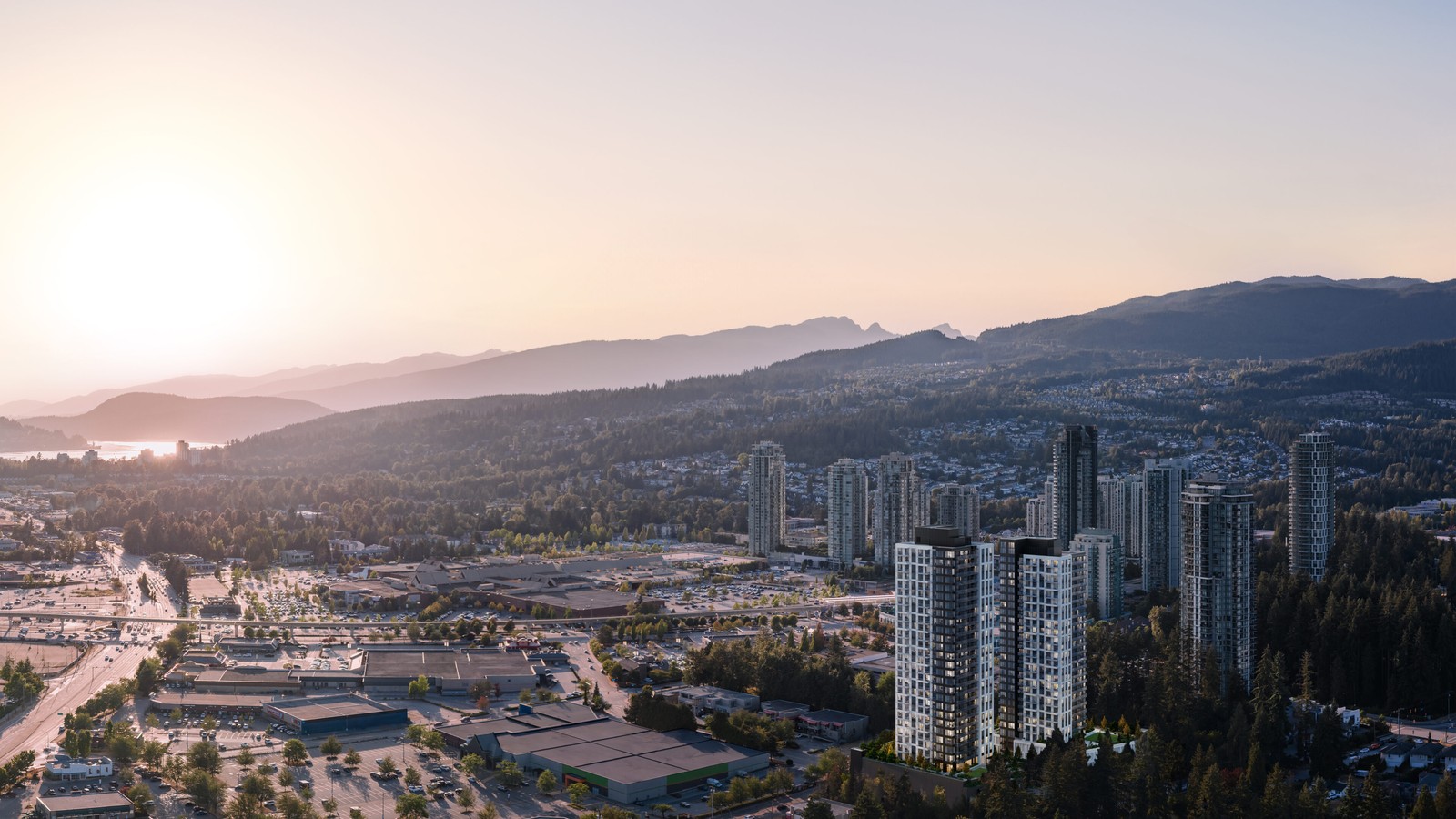 Aerial context around Town & Centre in Port Coquitlam