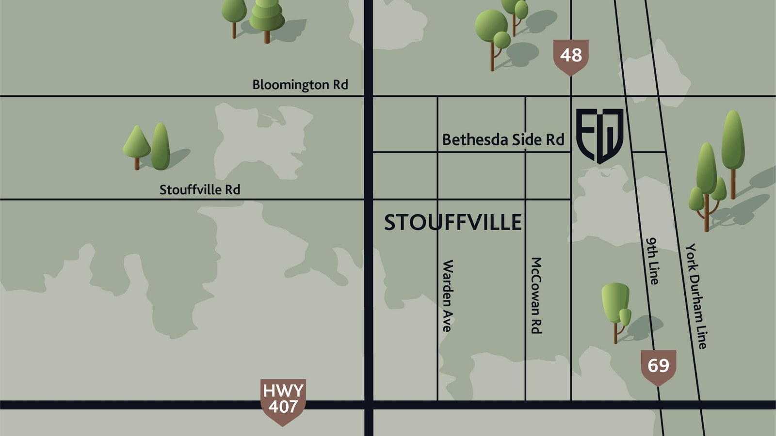 Founders Walk Stouffville location map