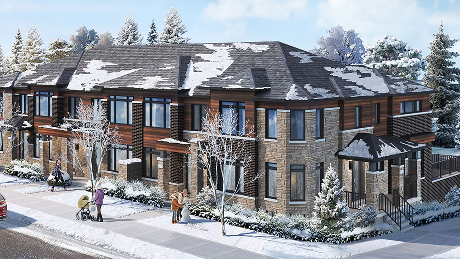 Greenwood Seaton townhome streetscape rendering