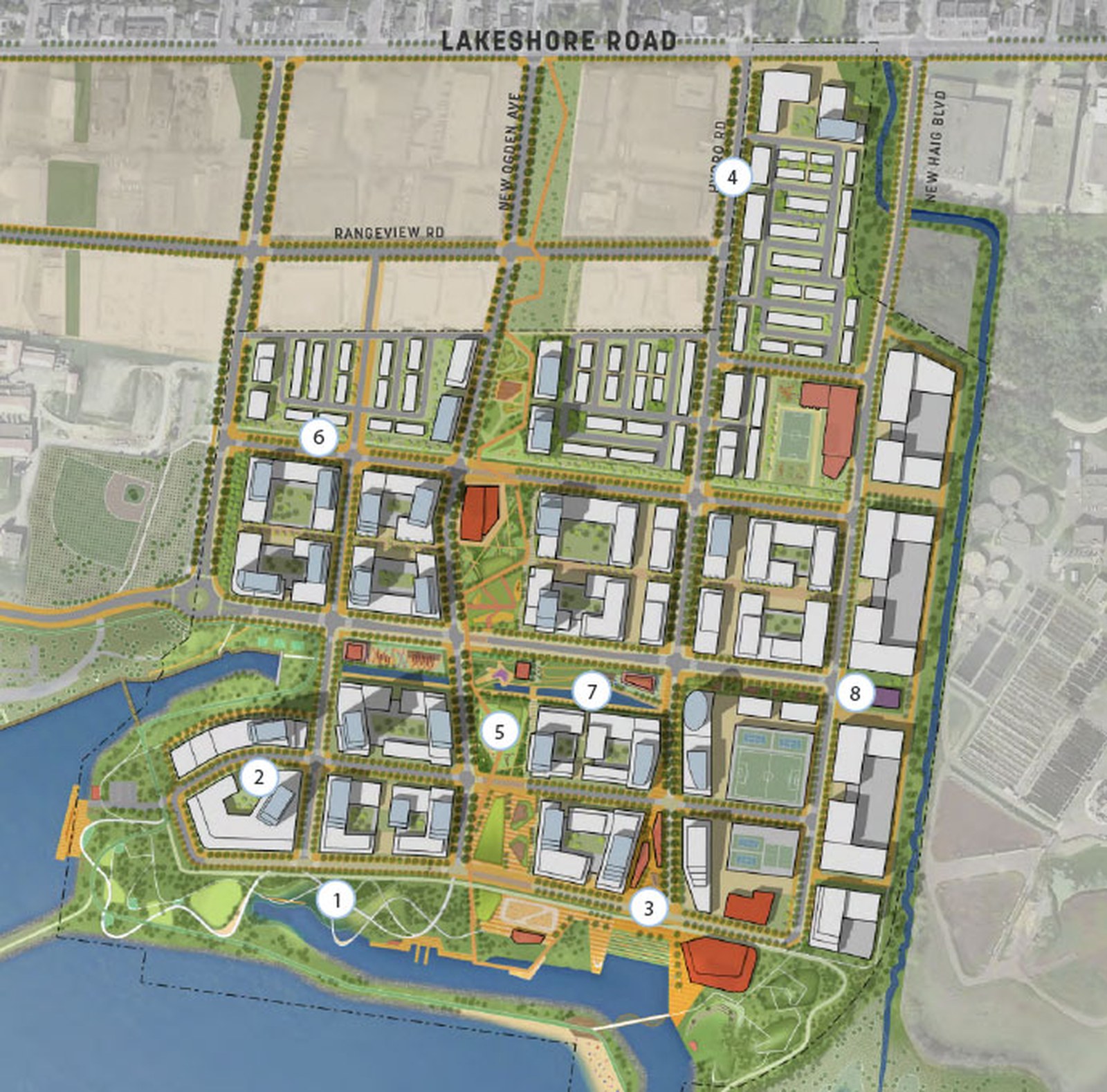 Site plan for Lakeview Village in Mississauga, Ontario