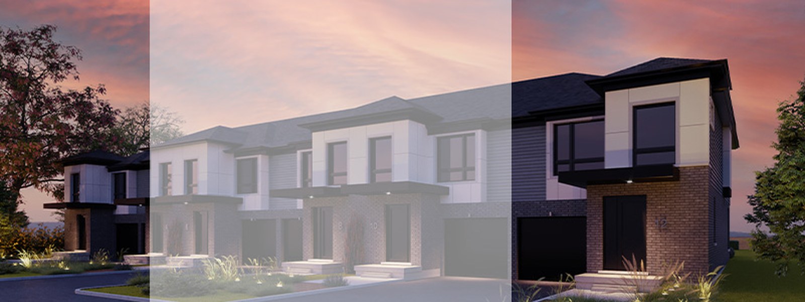 New homes at Aura development by Palumbo Homes in Kilworth, Ontario