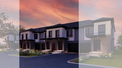 Official Palumbo Aura Serene townhome rendering.