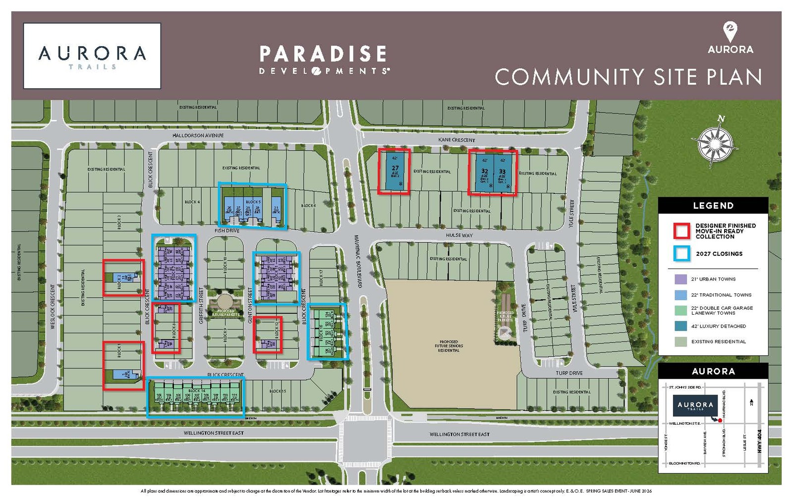 Site plan for Aurora Trails in Aurora, Ontario