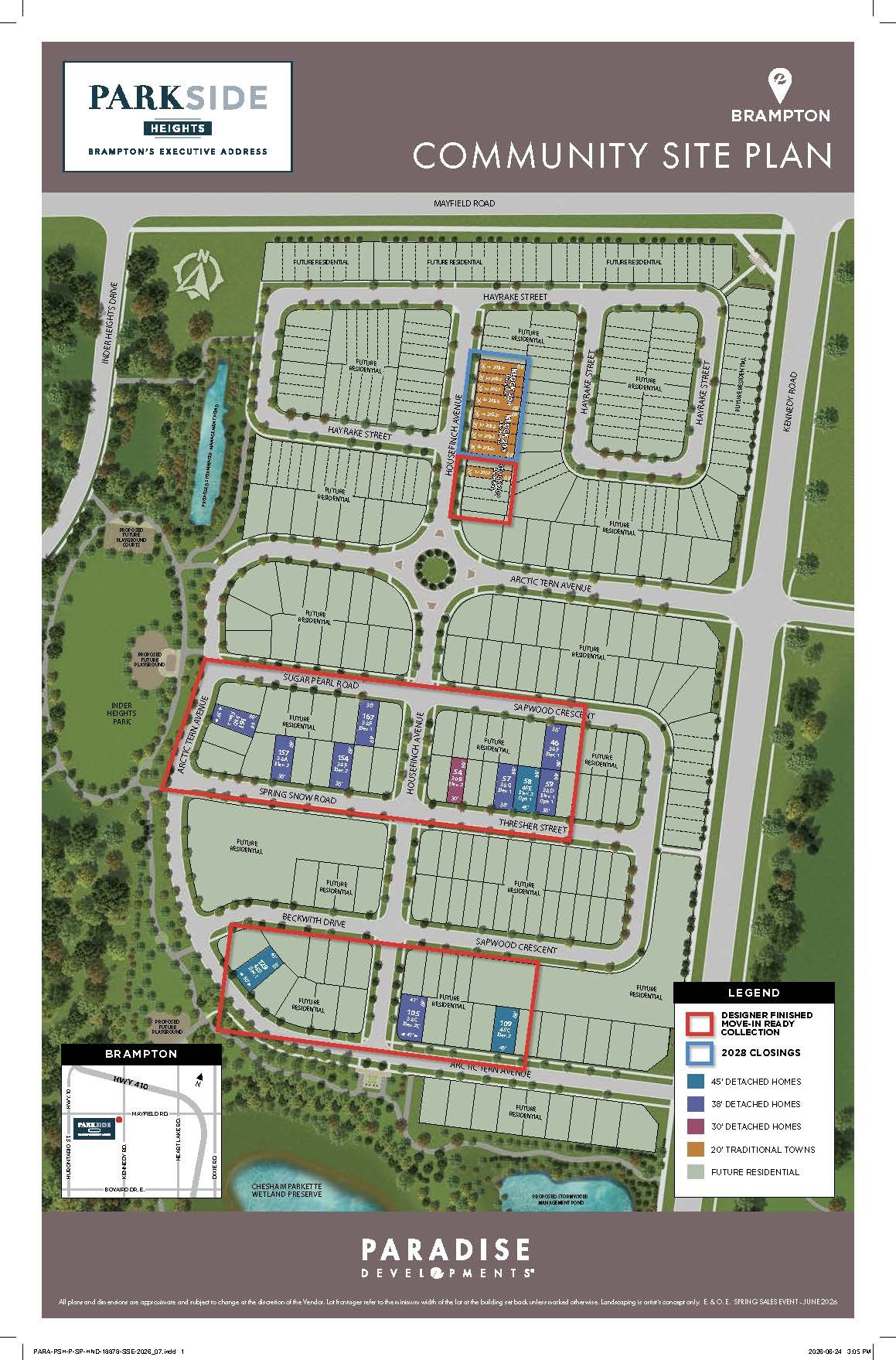 Site plan for Parkside Heights in Brampton, Ontario