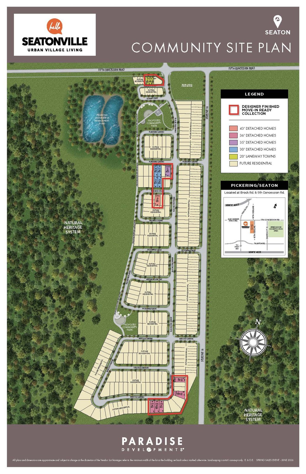 Site plan for Seatonville in Pickering, Ontario