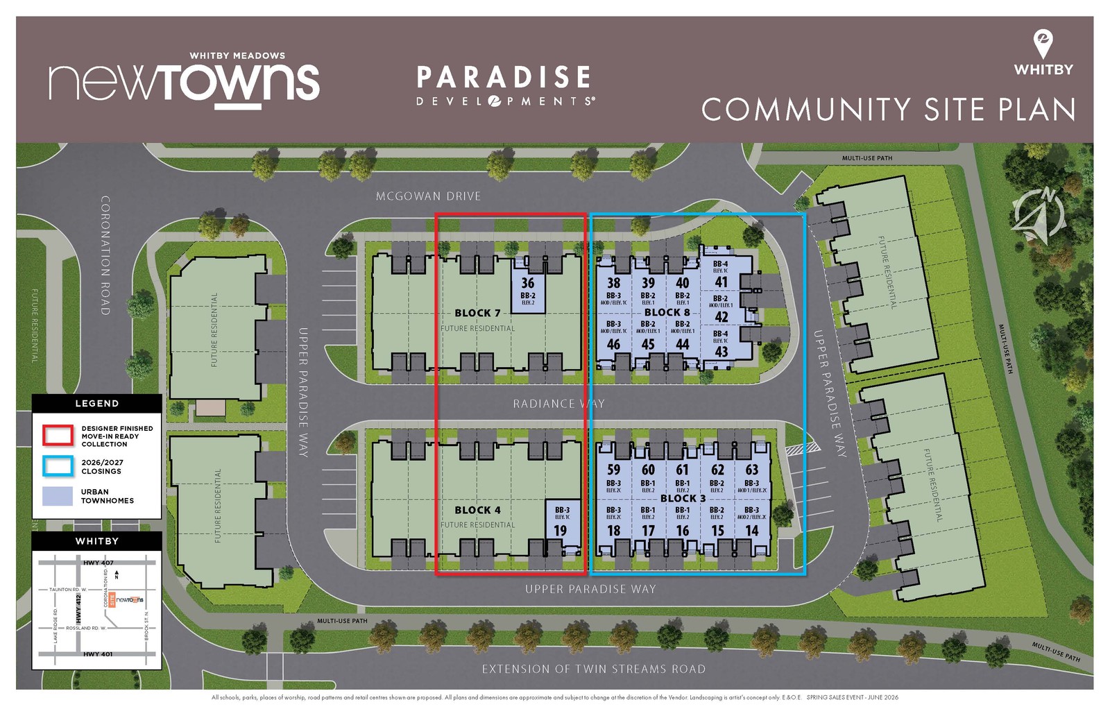 Site plan for Whitby Meadows in Whitby, Ontario