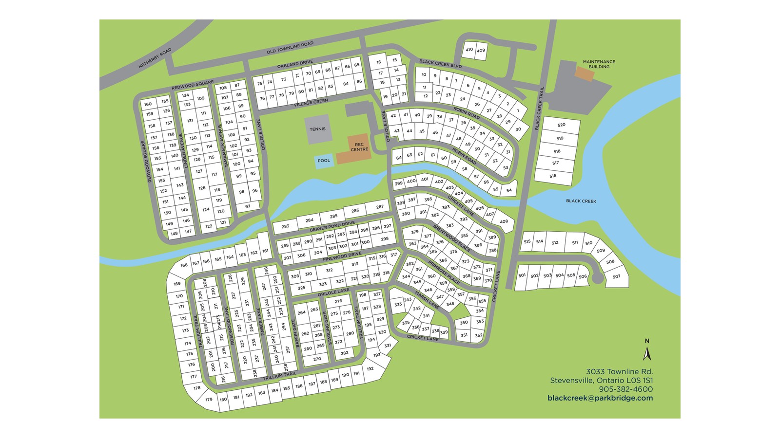 Site plan for Black Creek in Stevensville, Ontario