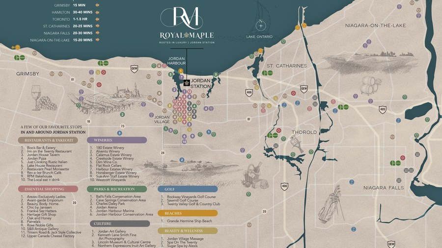 Royal Maple Jordan Station amenities map