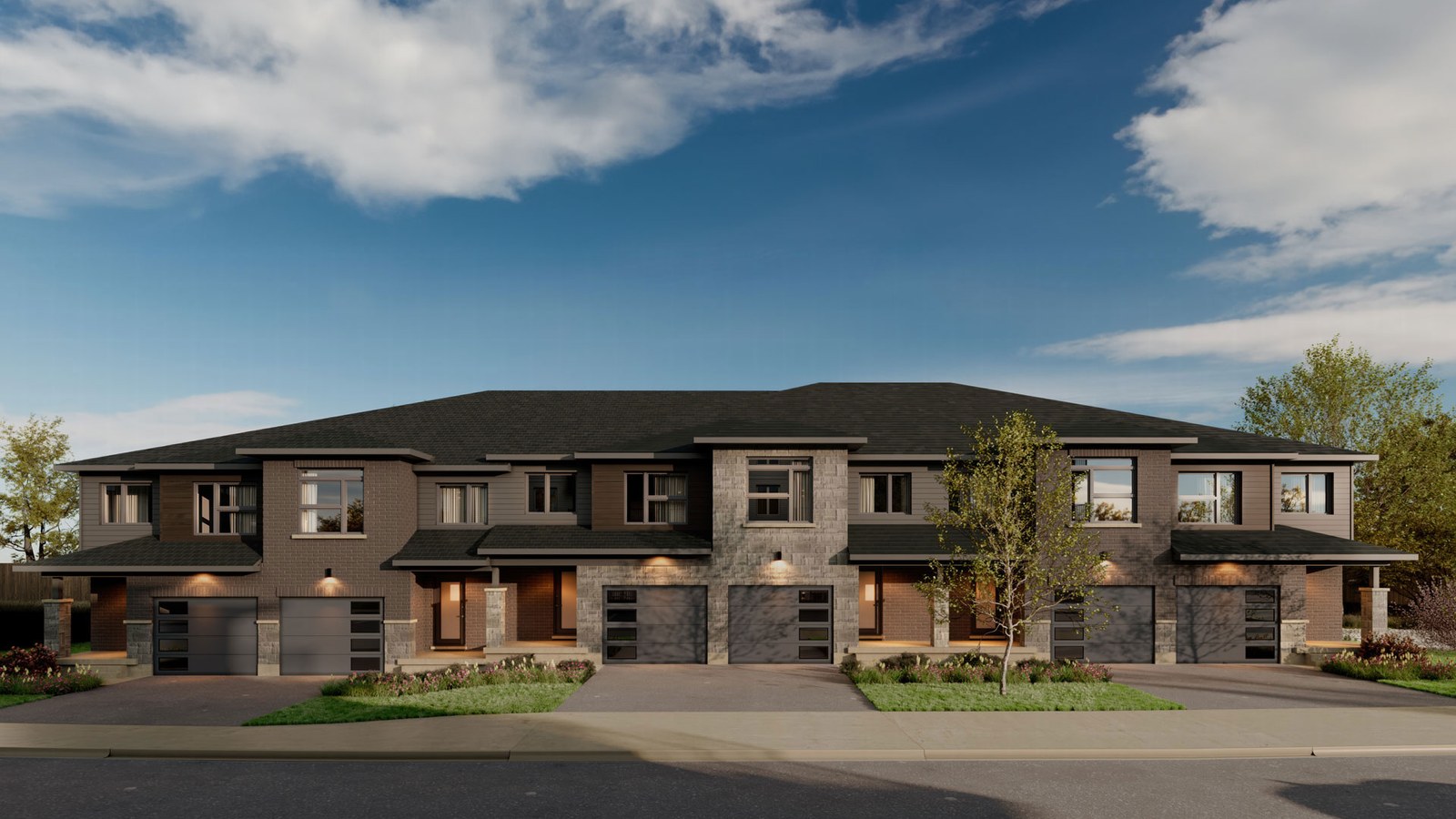 Southpoint townhome streetscape in Cambridge