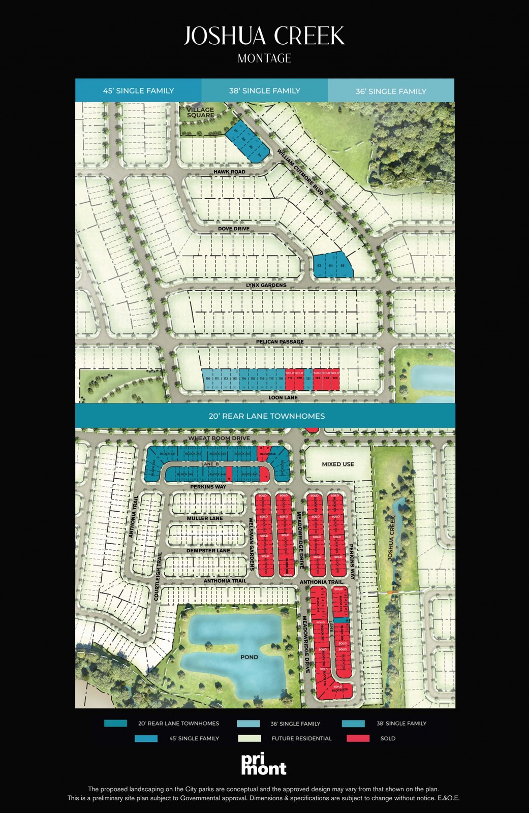 Site plan for Joshua Creek Montage in Oakville, Ontario