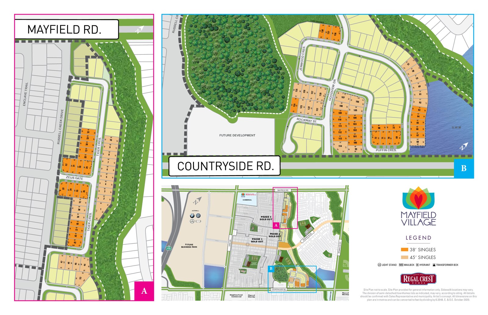 Site plan for Mayfield Village in Brampton, Ontario