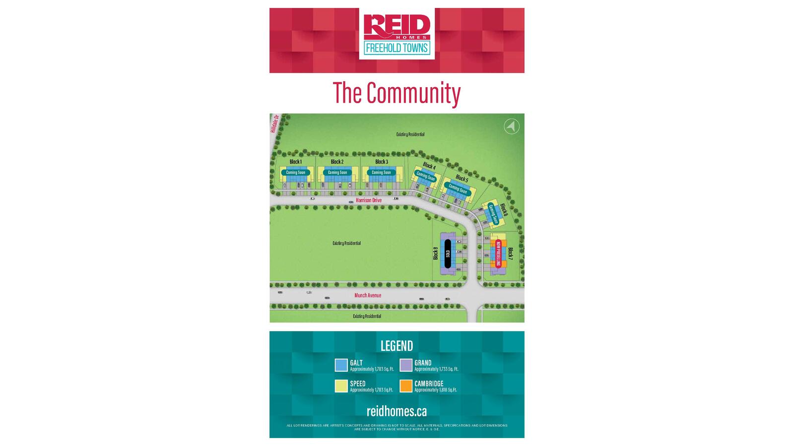 Site plan for Freehold Towns in Cambridge, Ontario