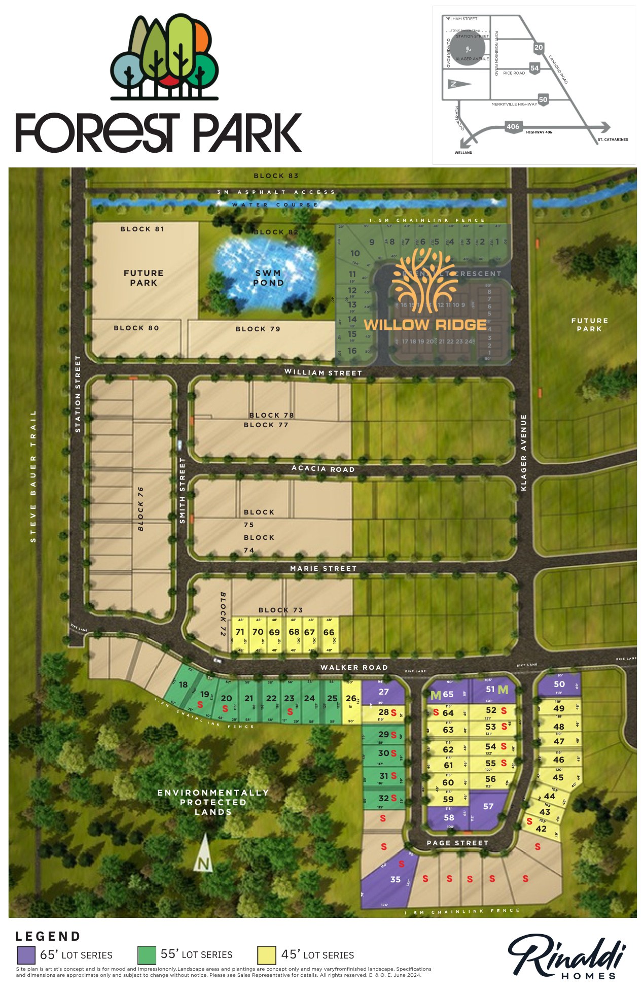 Site plan for Forest Park in Pelham, Ontario