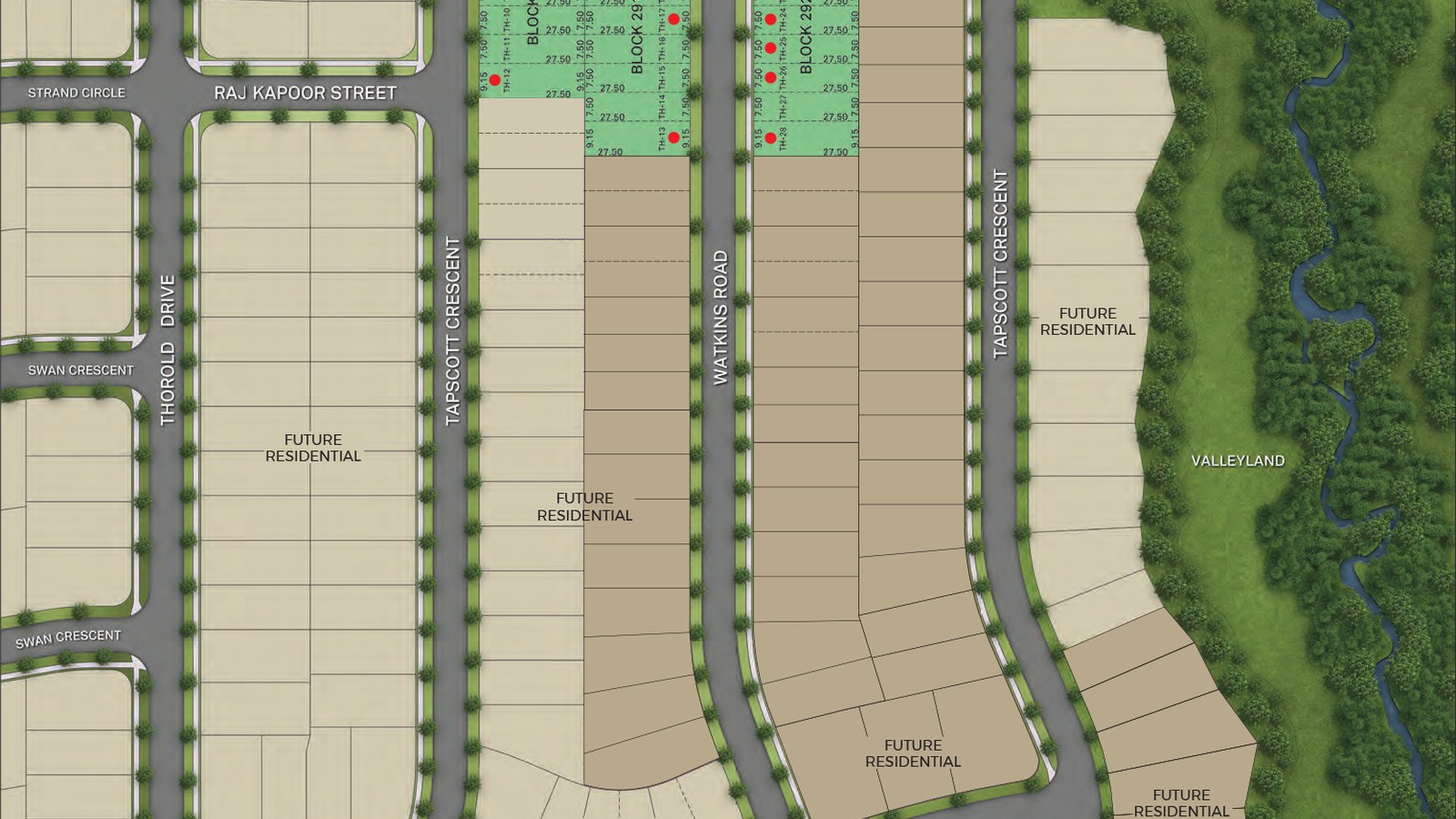 Site plan for Mayfield Village in Brampton, Ontario