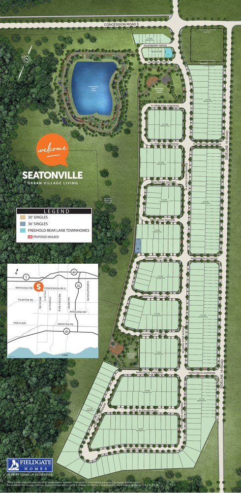 Site plan for Seatonville in Pickering, Ontario