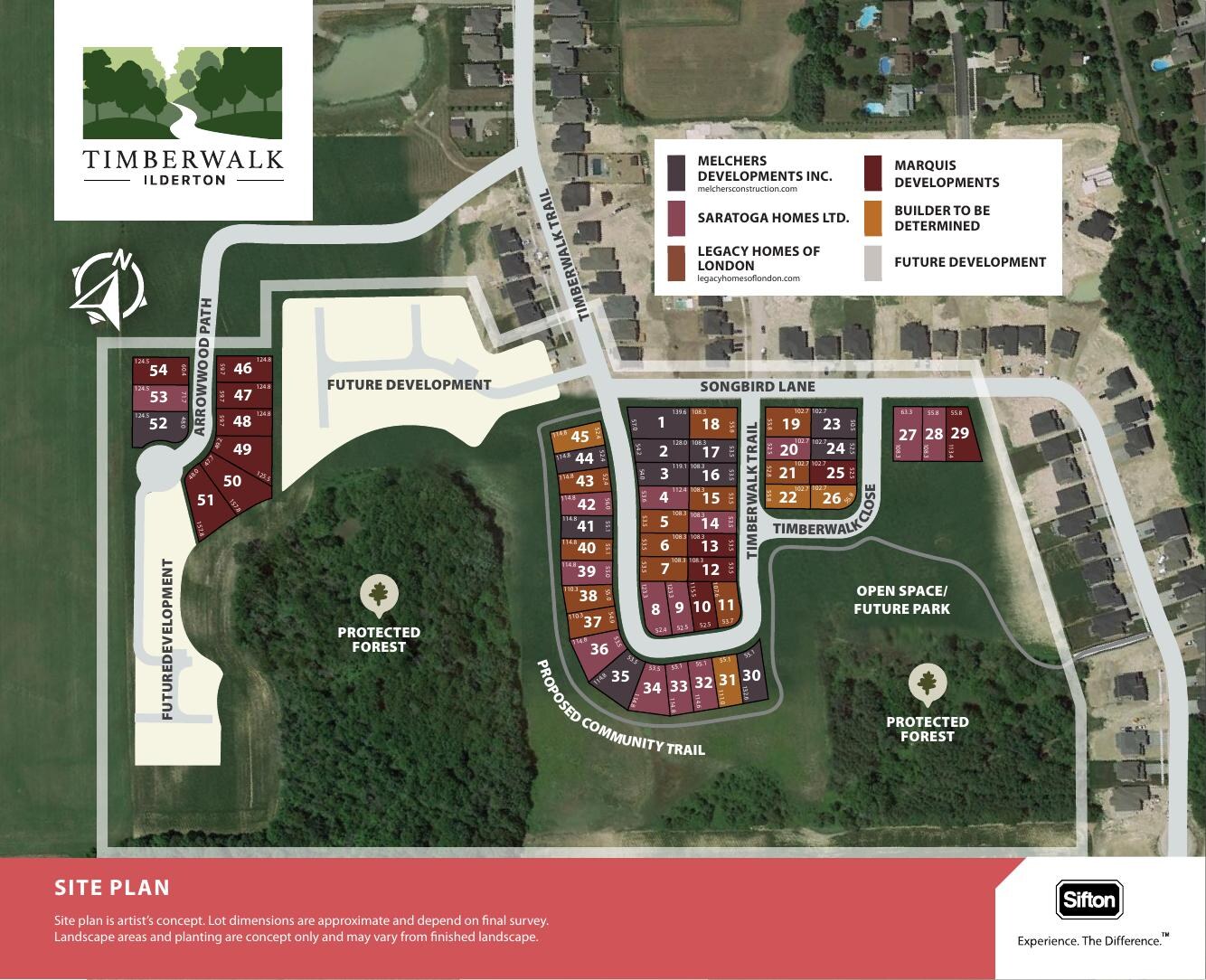 Site plan for Timberwalk in Ilderton, Ontario
