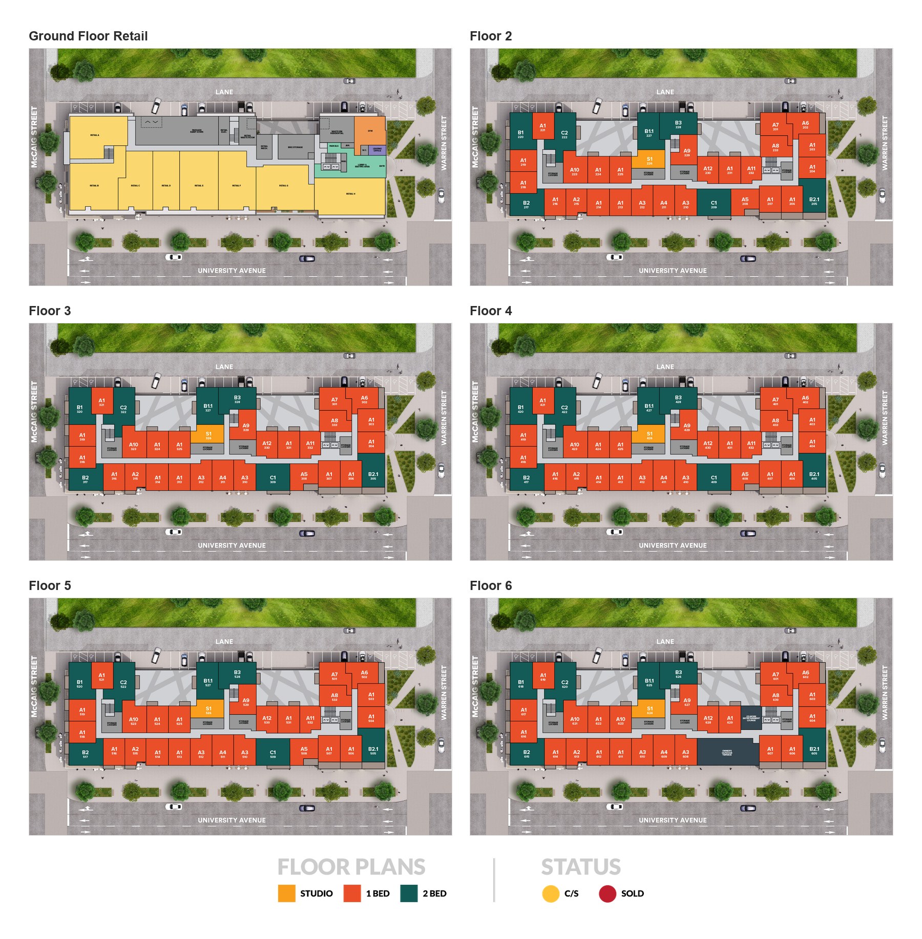 Site plan for Autumn in University District in Calgary, AB