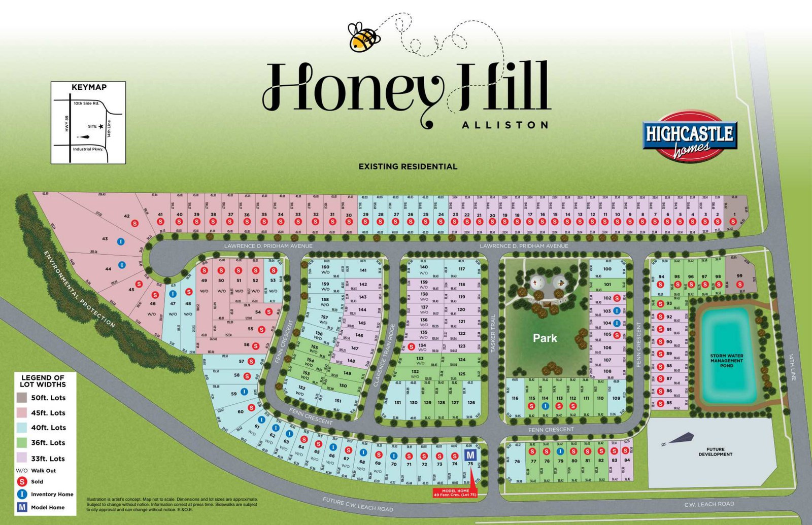 Site plan for Honey Hill in Alliston, Ontario