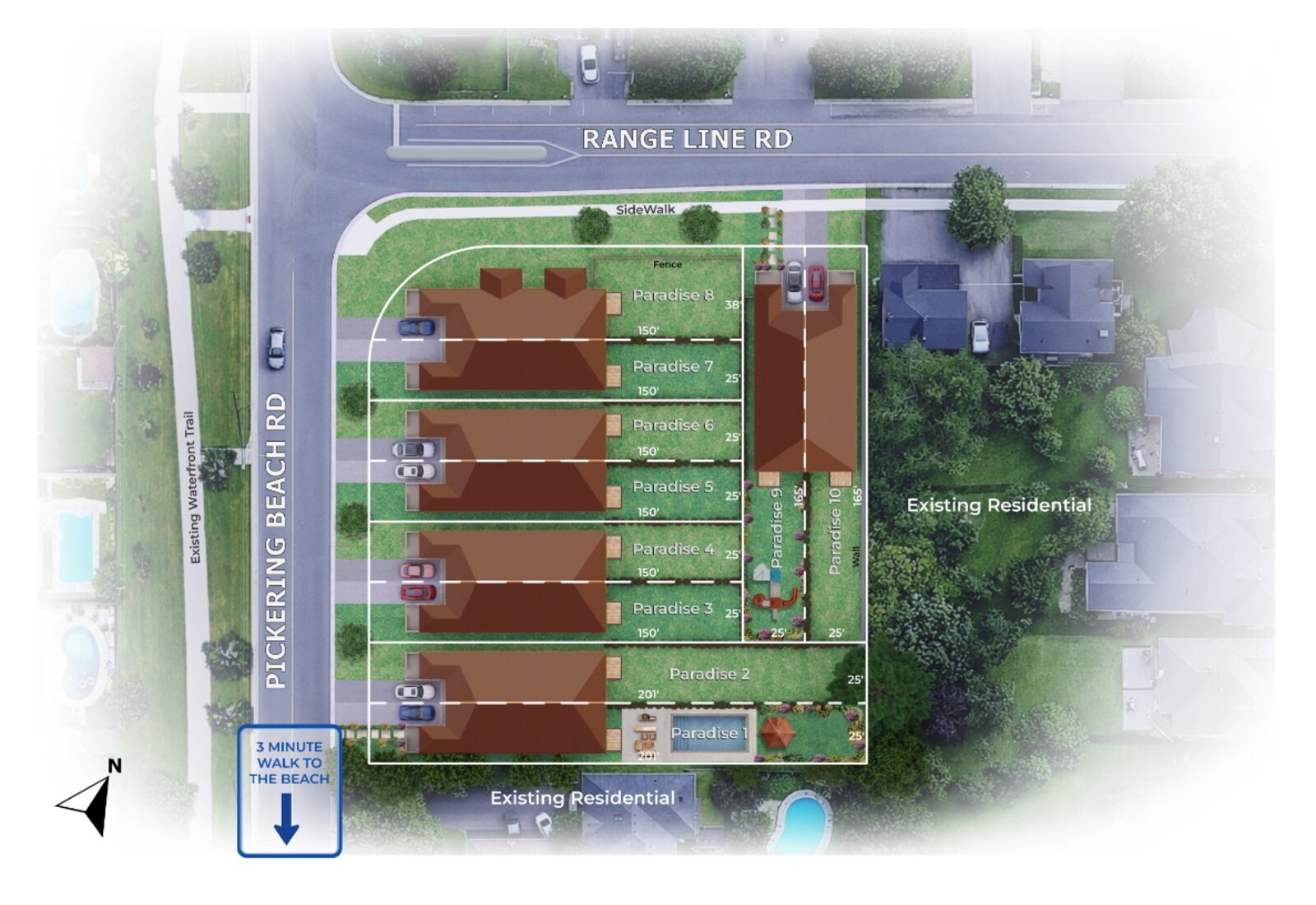 Site plan for Paradise Beach in Ajax, Ontario