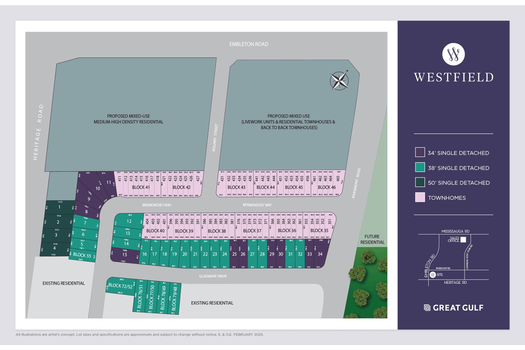Site plan for Westfield in Brampton, Ontario