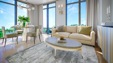 ORO at Edge Towers suite living space by Solmar