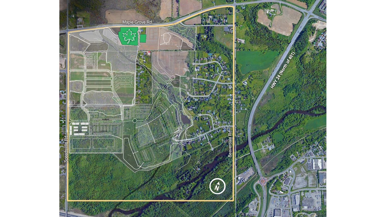 Site plan for Maple Grove at River Mill in Cambridge, Ontario