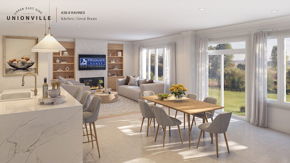 Unionville's Upper East Side streetscape and interior renderings from Fieldgate Homes.