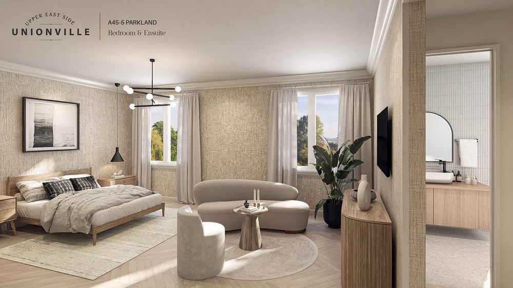 Unionville's Upper East Side streetscape and interior renderings from Fieldgate Homes.