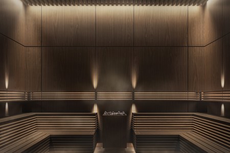 Official M6 sauna and steam amenity rendering