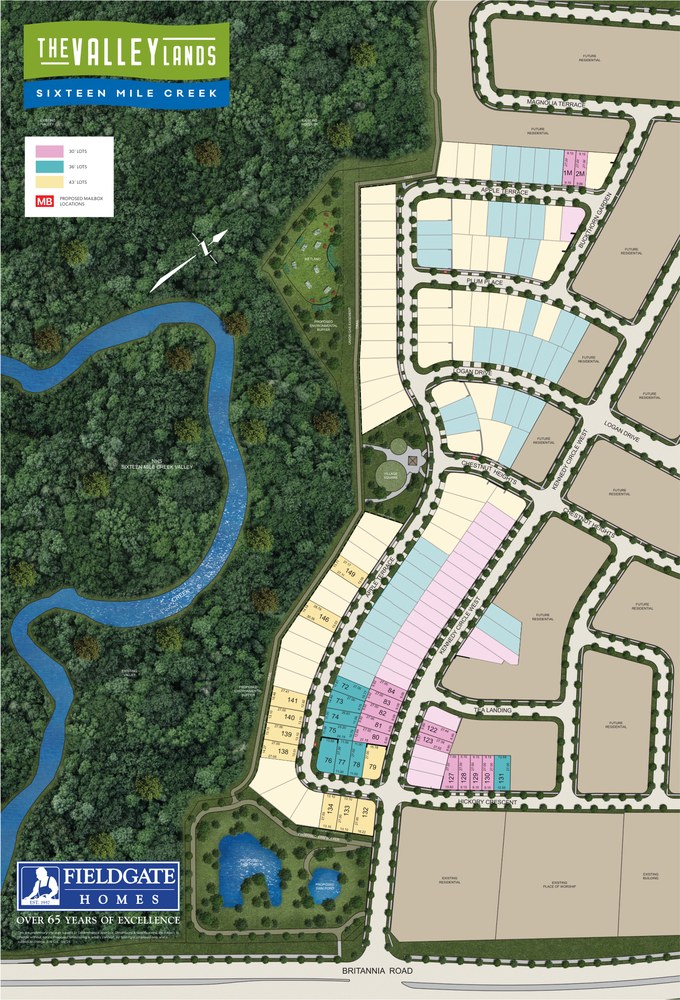 Site plan for Valleylands of Sixteen Mile Creek in Milton, Ontario