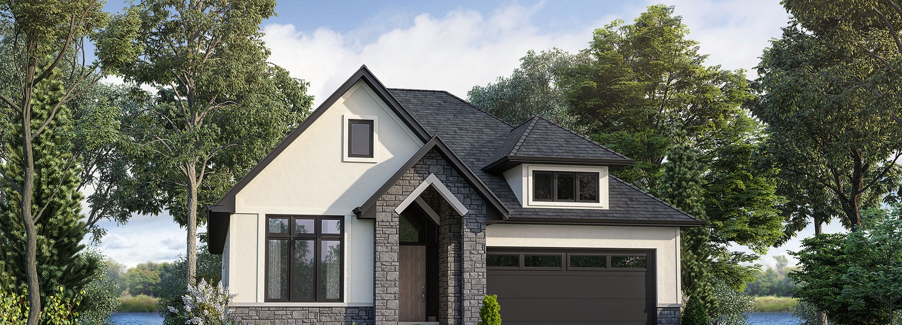 New homes at WaterCrest at Hunters Pointe development by Lucchetta Homes in Welland, ON