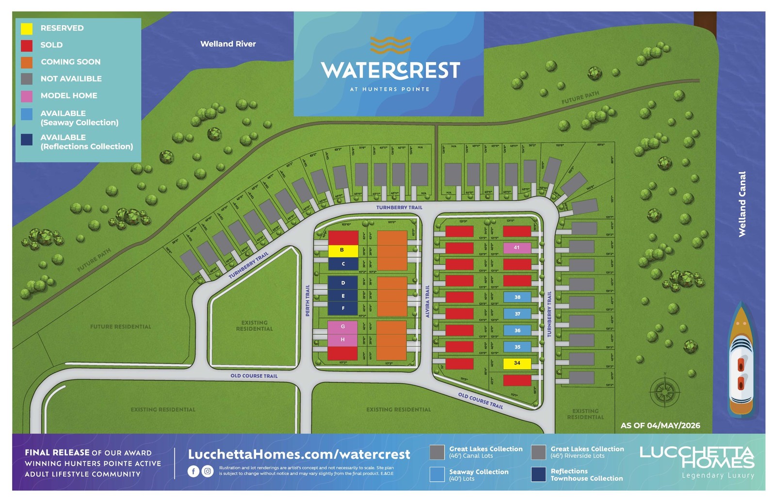 Site plan for WaterCrest at Hunters Pointe in Welland, ON