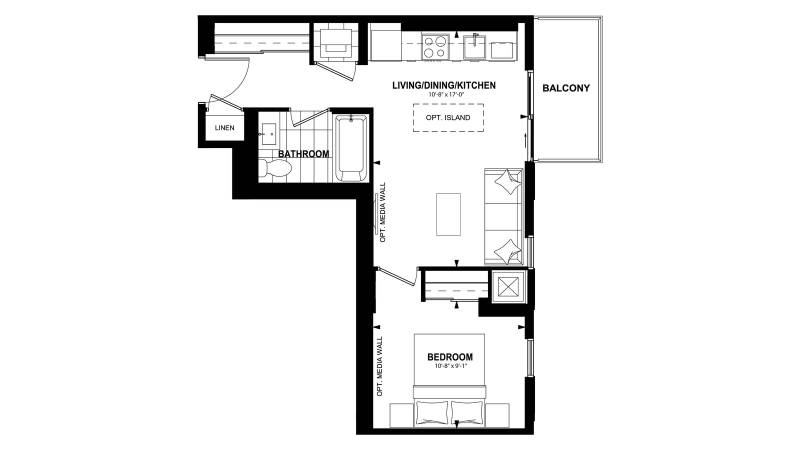 1Bc floor plan at The Laurels by Mattamy Homes in Milton, Ontario