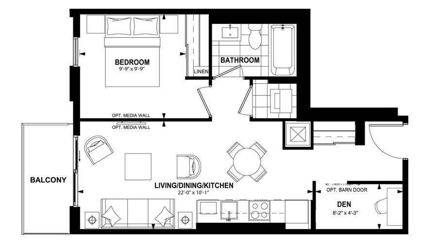 The 1Bdf new home model plan at the The Laurels by Mattamy Homes in Milton