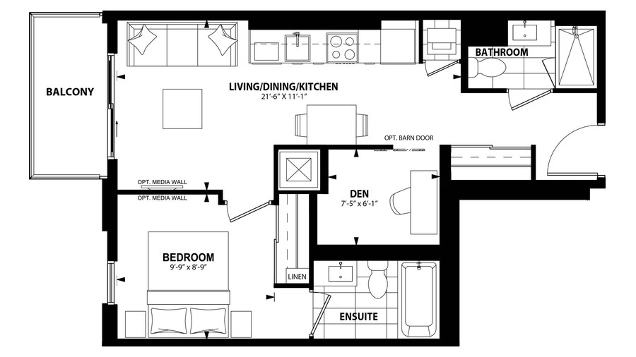 The 1Bdh new home model plan at the The Laurels by Mattamy Homes in Milton