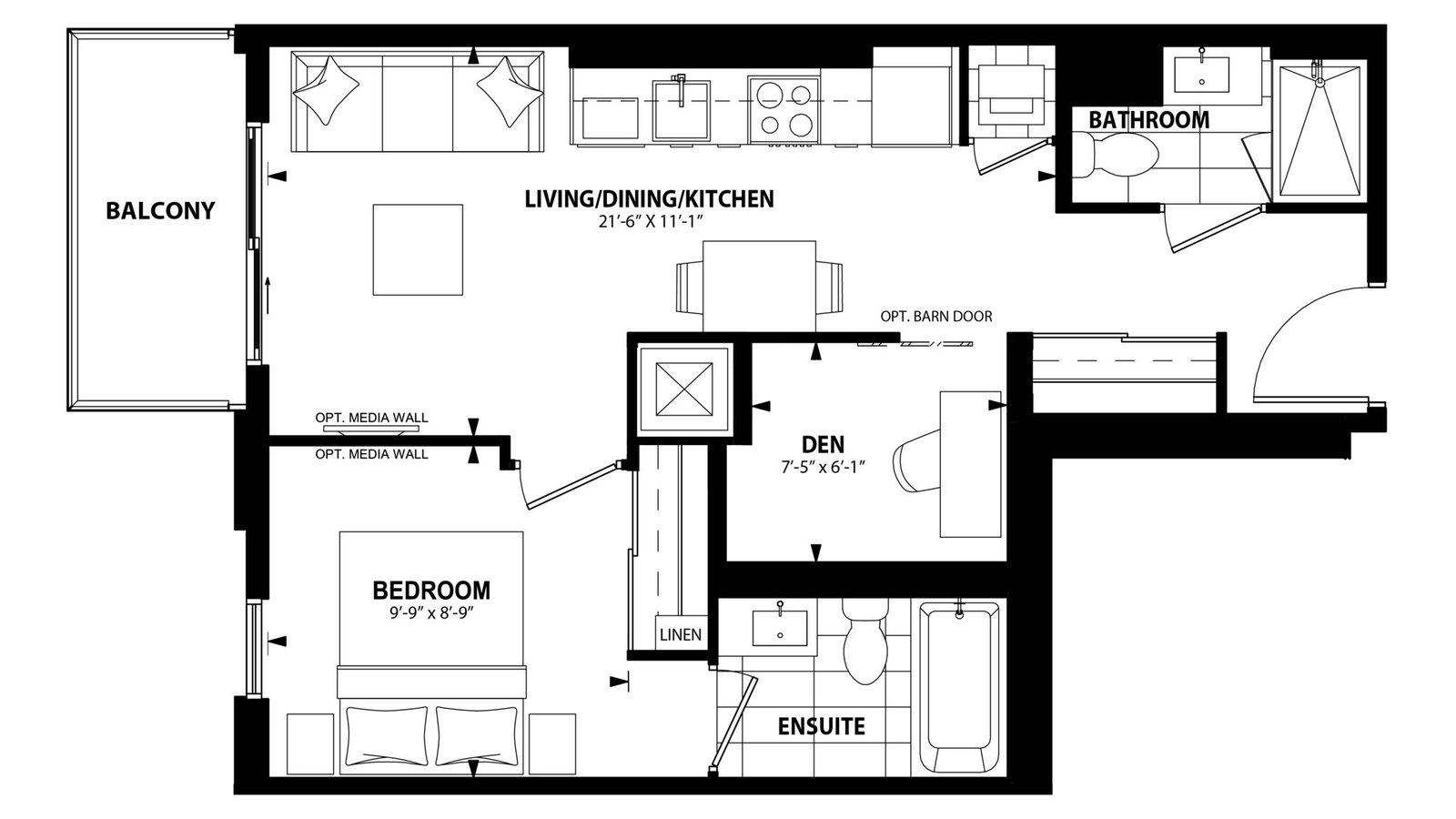 1Bdj floor plan at The Laurels by Mattamy Homes in Milton, Ontario