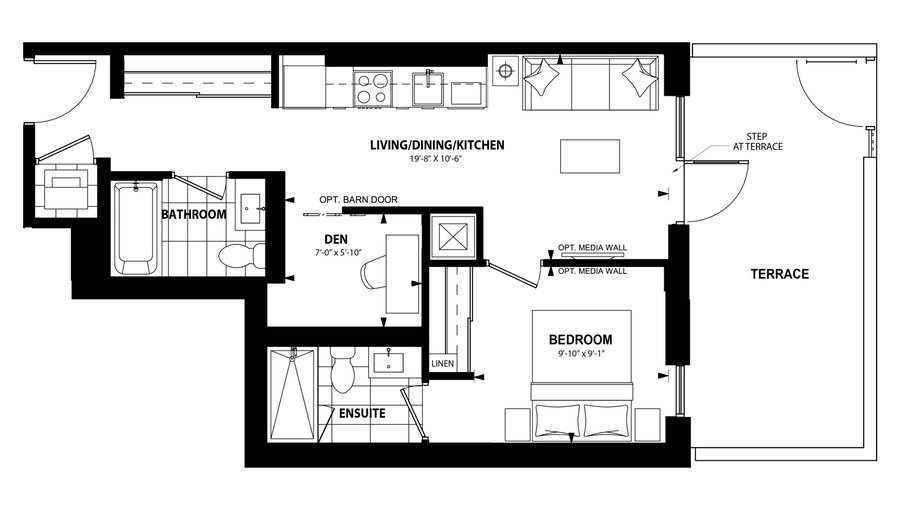 The 1Bdk new home model plan at the The Laurels by Mattamy Homes in Milton