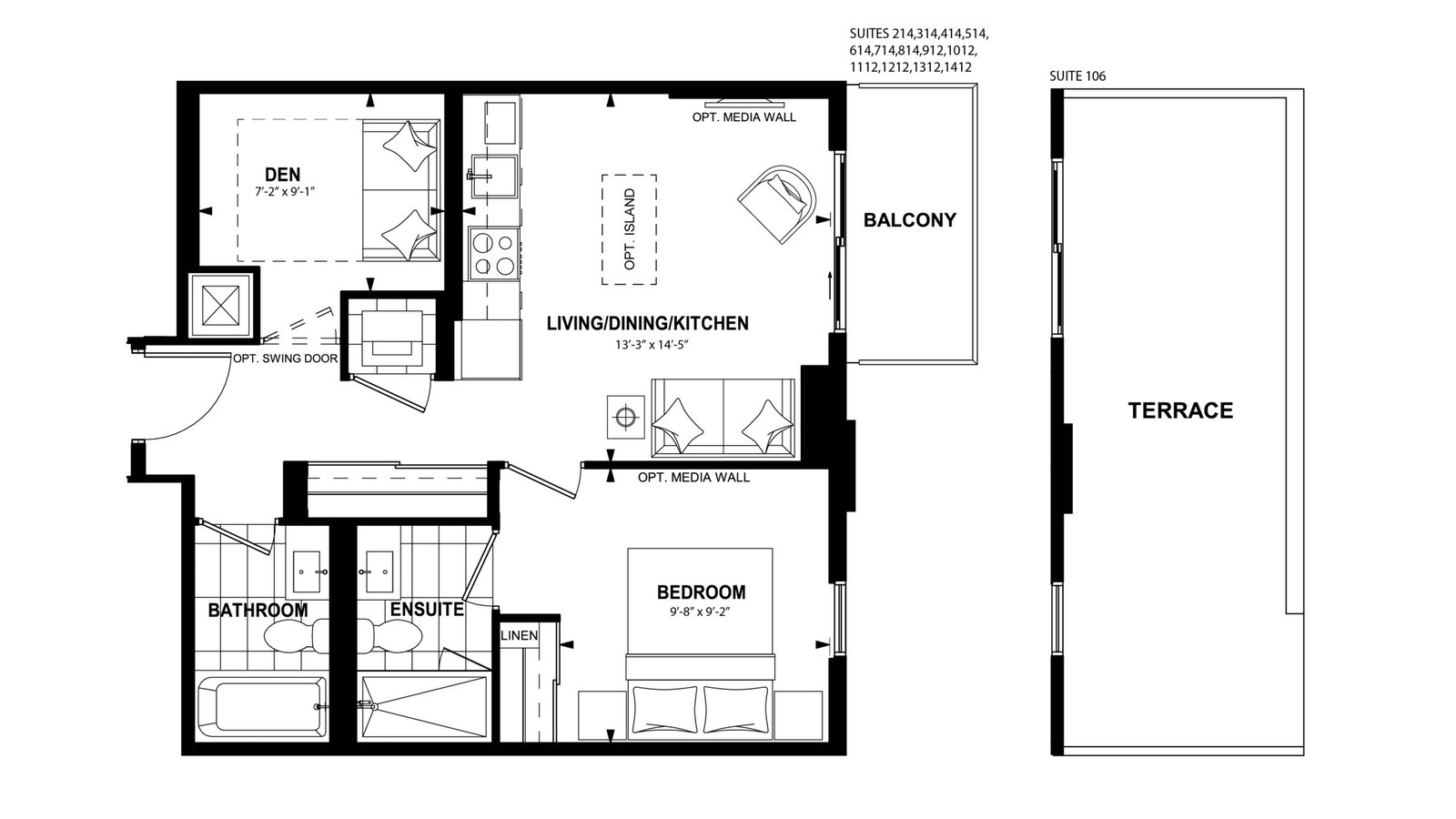 1Bdo floor plan at The Laurels by Mattamy Homes in Milton, Ontario