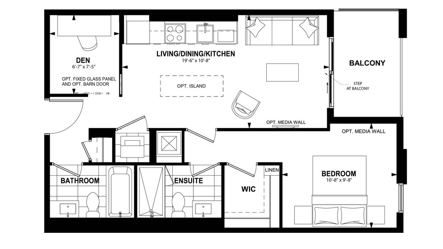 The 1Bdw new home model plan at the The Laurels by Mattamy Homes in Milton