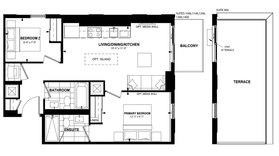 The 2Bb new home model plan at the The Laurels by Mattamy Homes in Milton