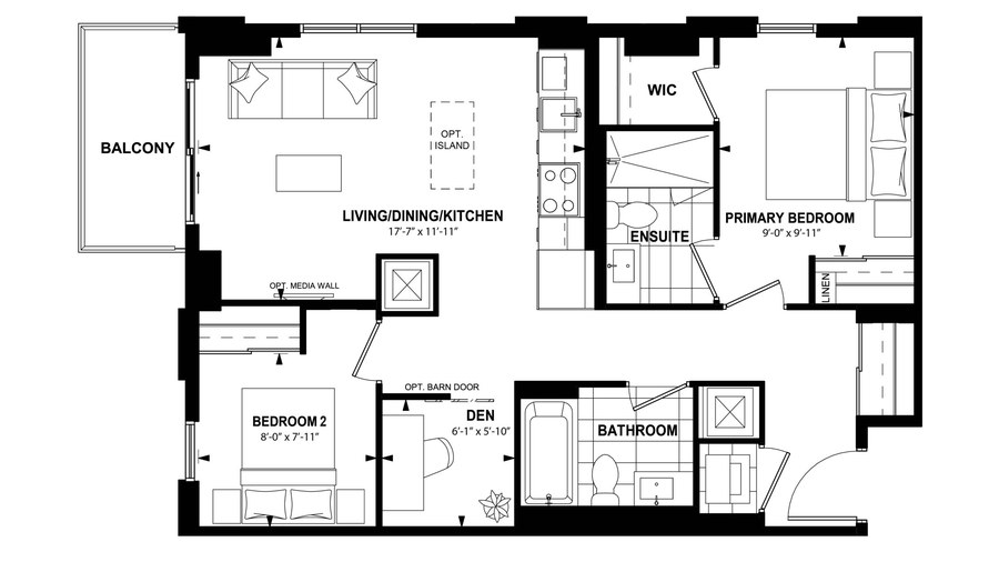 The 2Bdf new home model plan at the The Laurels by Mattamy Homes in Milton