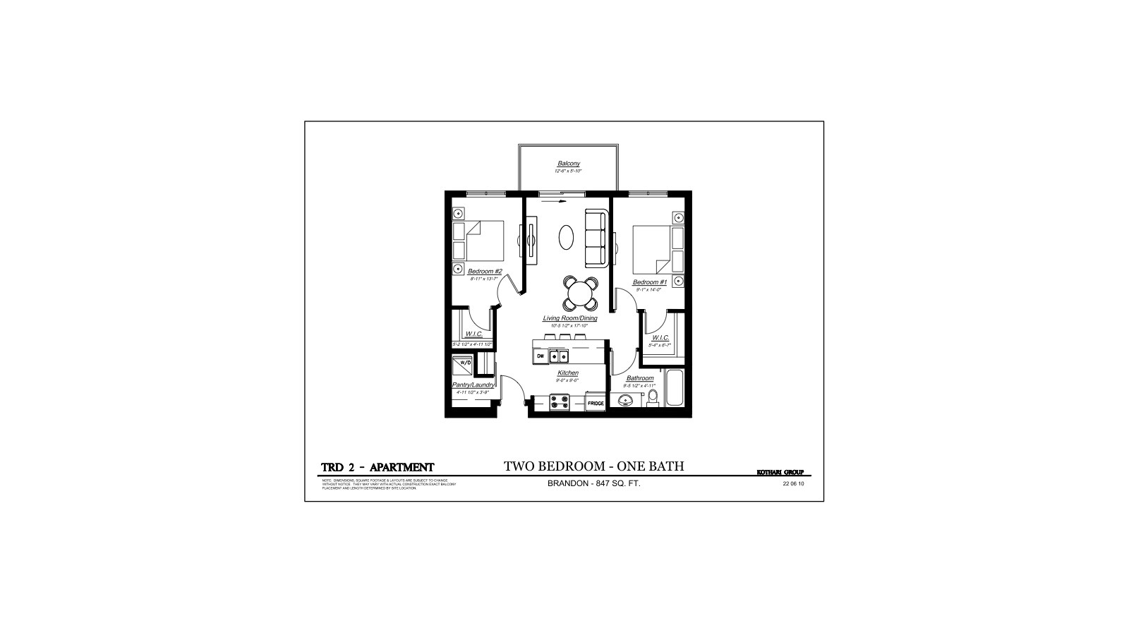 Brandon floor plan at Grand Pacific Gardens by Kothari Group in Winnipeg, Manitoba