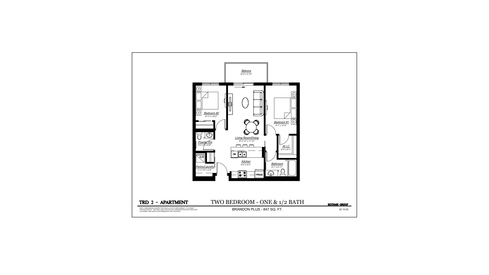 Brandon Plus floor plan at Grand Pacific Gardens by Kothari Group in Winnipeg, Manitoba