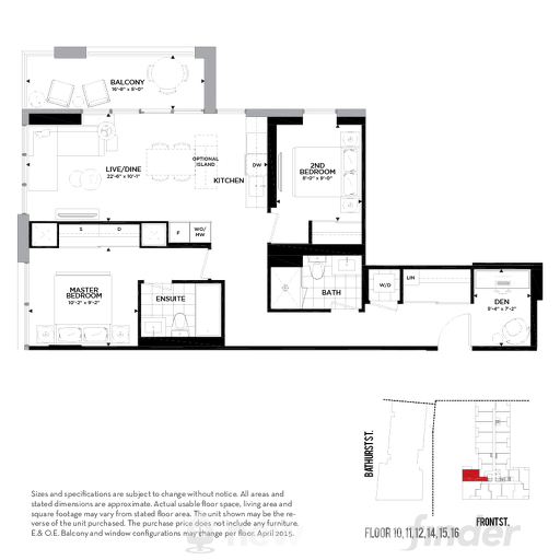 861 2B+D floor plan at Minto Westside by Minto Communities in Toronto, Ontario