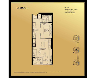 The Hudson 1B+D new home model plan at the Yorkville Park by Minto Communities in Toronto