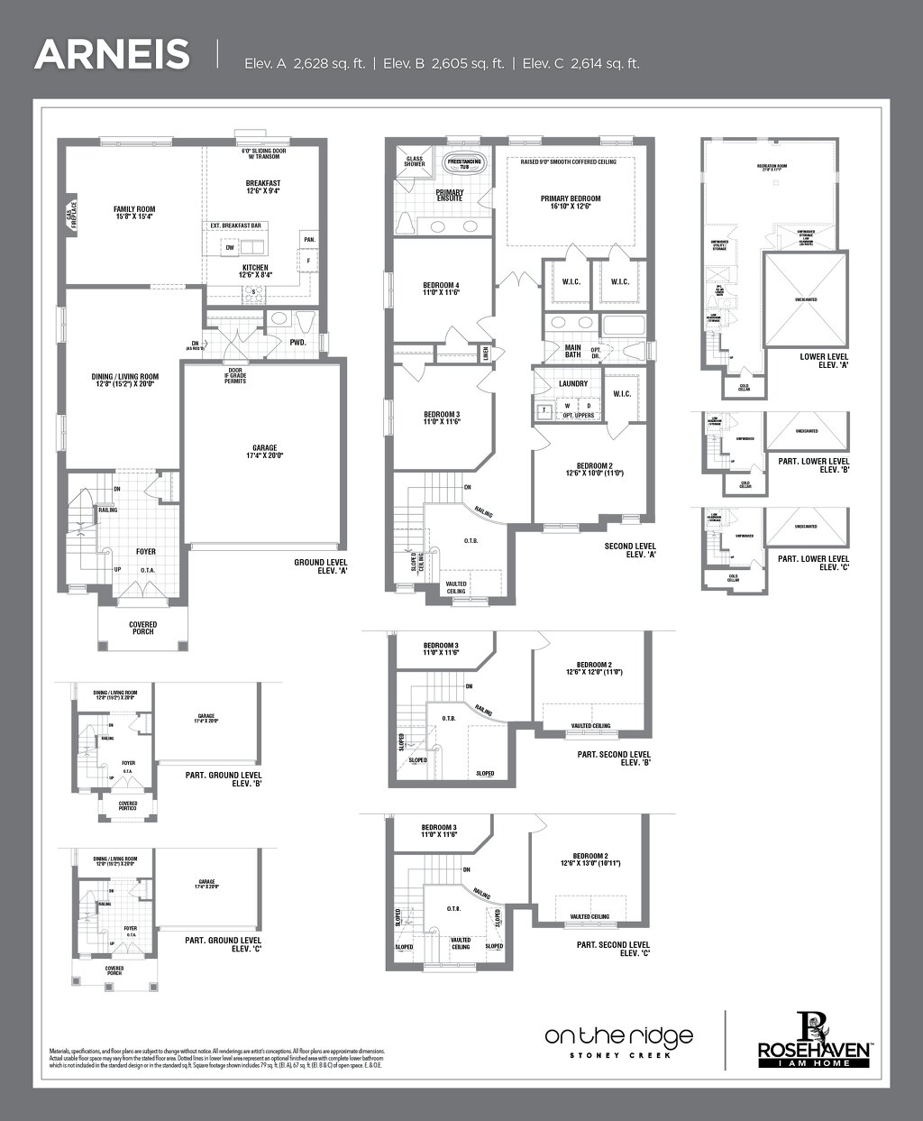 Arneis floor plan at On the Ridge (RH) by Rosehaven Homes in Stoney Creek, Ontario